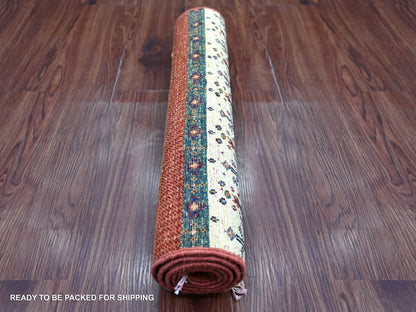Gabbeh Tribal & Geometric hand-knotted wool rug in Red, 2'2" x 4'3" — SKU O022067 (view 4)