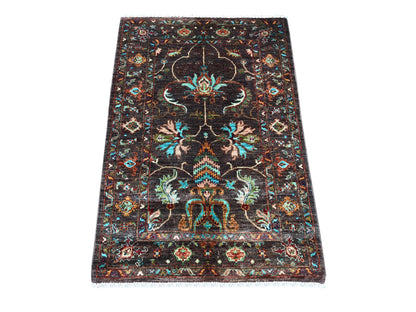 Brown 2'8" x 3'10" Tribal & Geometric Hand knotted Wool Rug - Sku: O022068