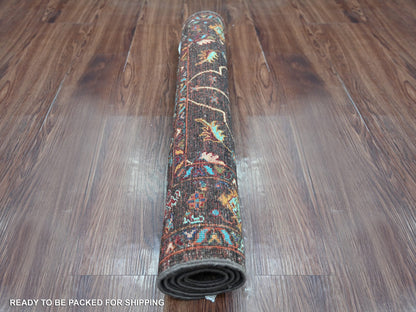 Brown 2'8" x 3'10" Tribal & Geometric Hand knotted Wool Rug - Sku: O022068