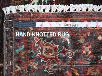 Brown 2'8" x 3'10" Tribal & Geometric Hand knotted Wool Rug - Sku: O022068