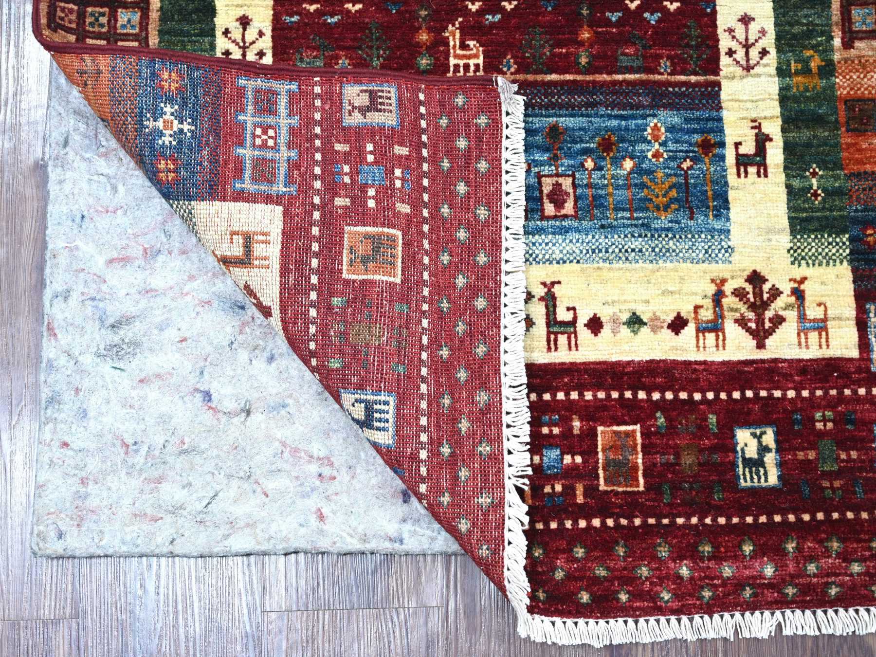 Gabbeh Tribal & Geometric hand-knotted wool runner in Red, 2'8" x 8'3" — SKU O022069 (view 2)