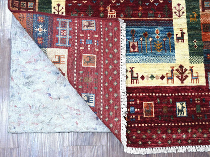 Gabbeh Tribal & Geometric hand-knotted wool runner in Red, 2'8" x 8'3" — SKU O022069 (view 2)
