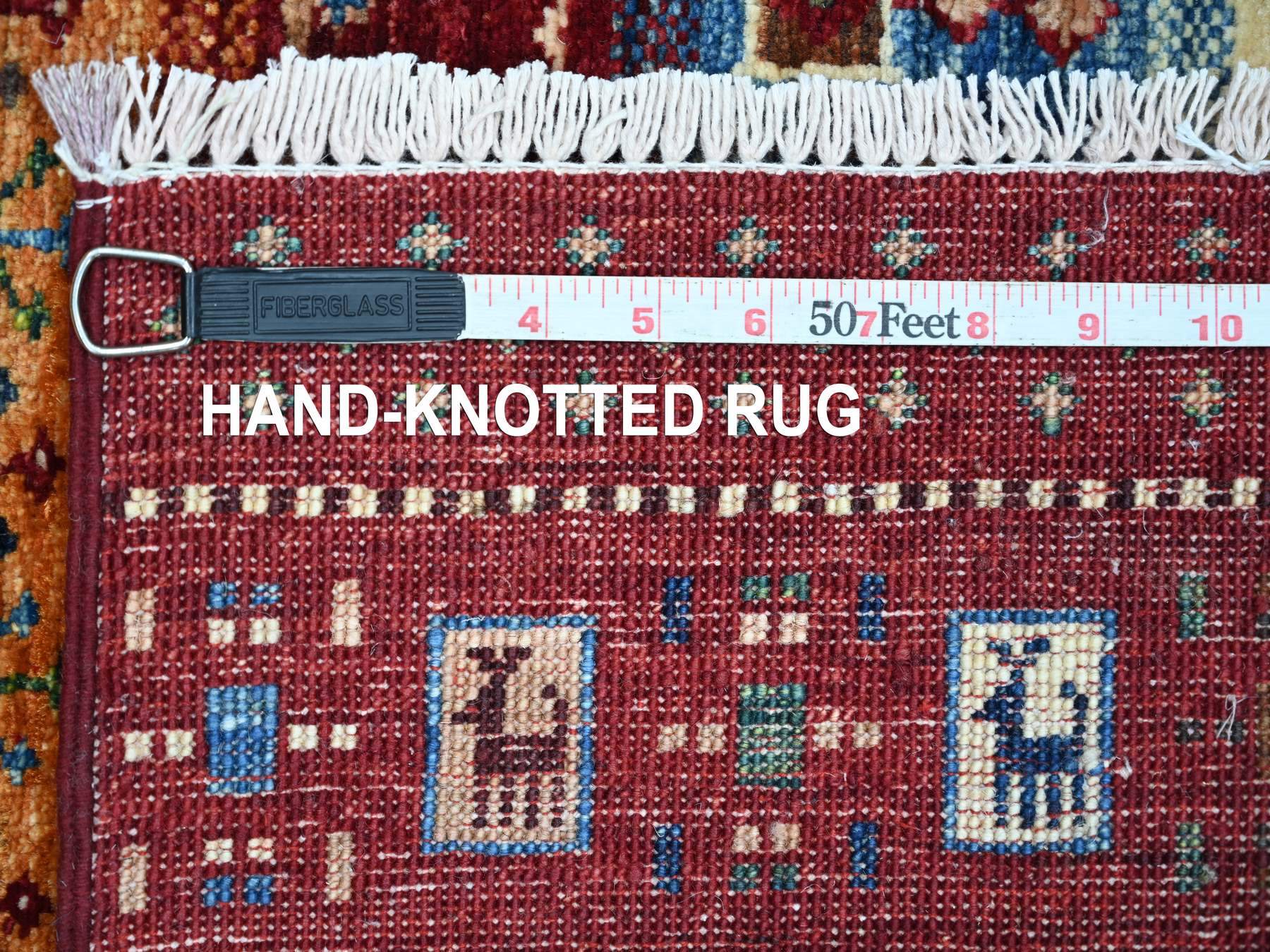 Gabbeh Tribal & Geometric hand-knotted wool runner in Red, 2'8" x 8'3" — SKU O022069 (view 6)