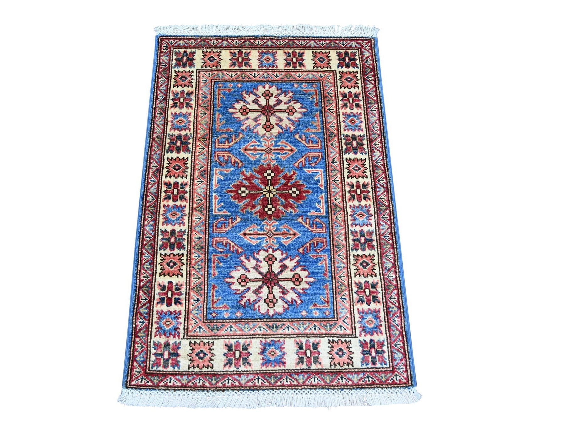 Blue 2'0" x 3'0" Tribal & Geometric Hand knotted Wool Rug - Sku: O022073