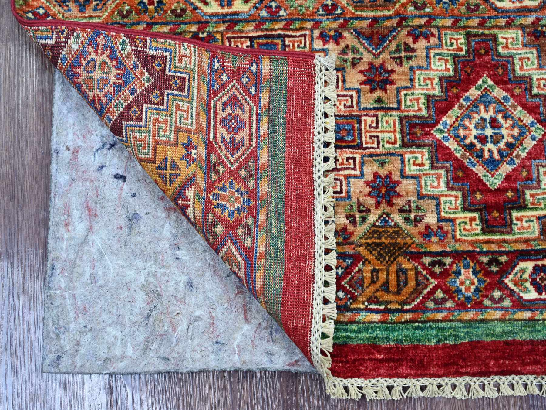 Kazak Tribal & Geometric hand-knotted wool rug in Red, 2'11" x 4'11" — SKU O022077 (view 2)