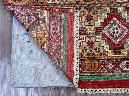 Kazak Tribal & Geometric hand-knotted wool rug in Red, 2'11" x 4'11" — SKU O022077 (view 2)