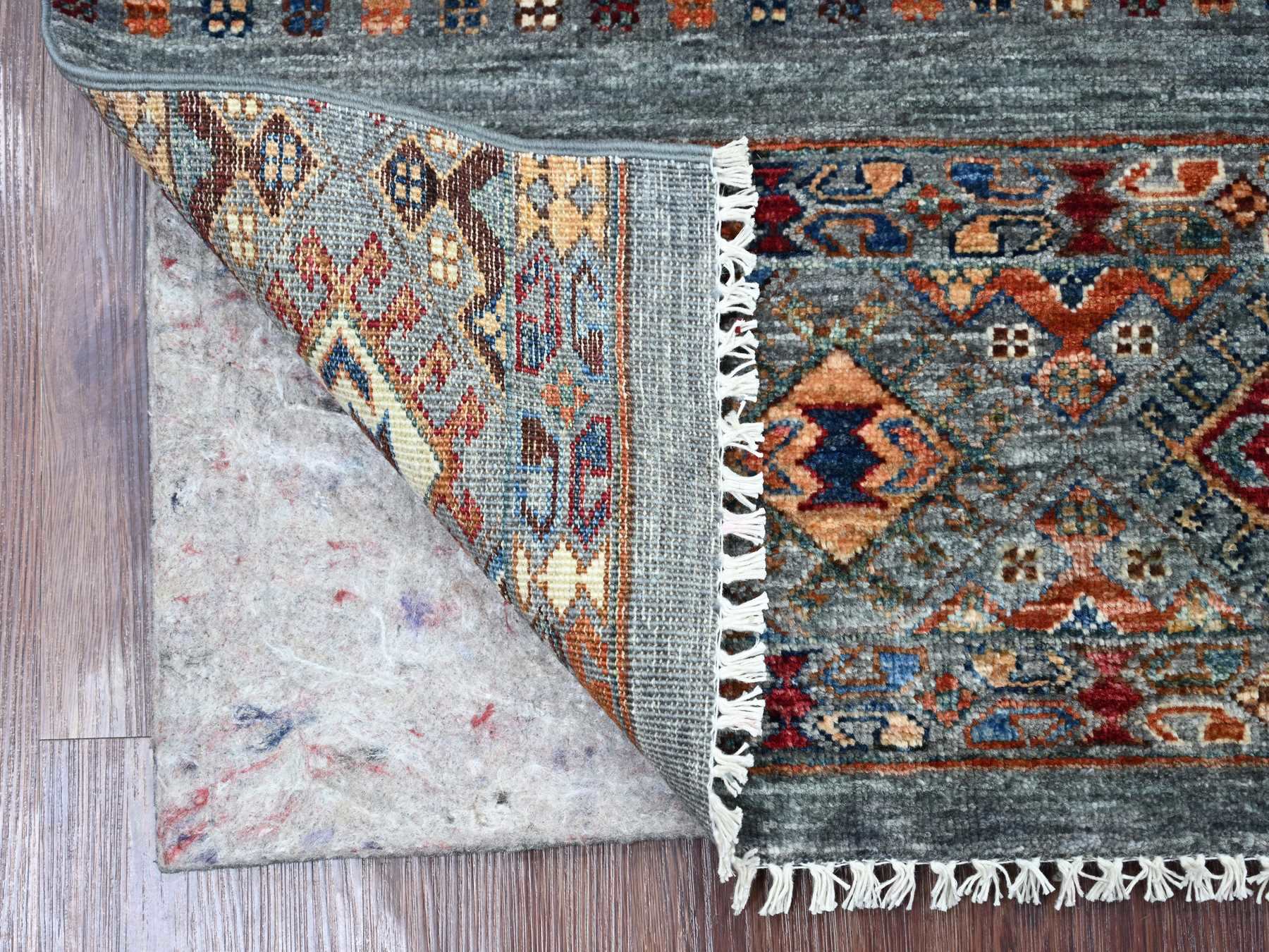 Kazak Tribal & Geometric hand-knotted wool rug in Gray, 3'2" x 4'1" — SKU O022078 (view 2)