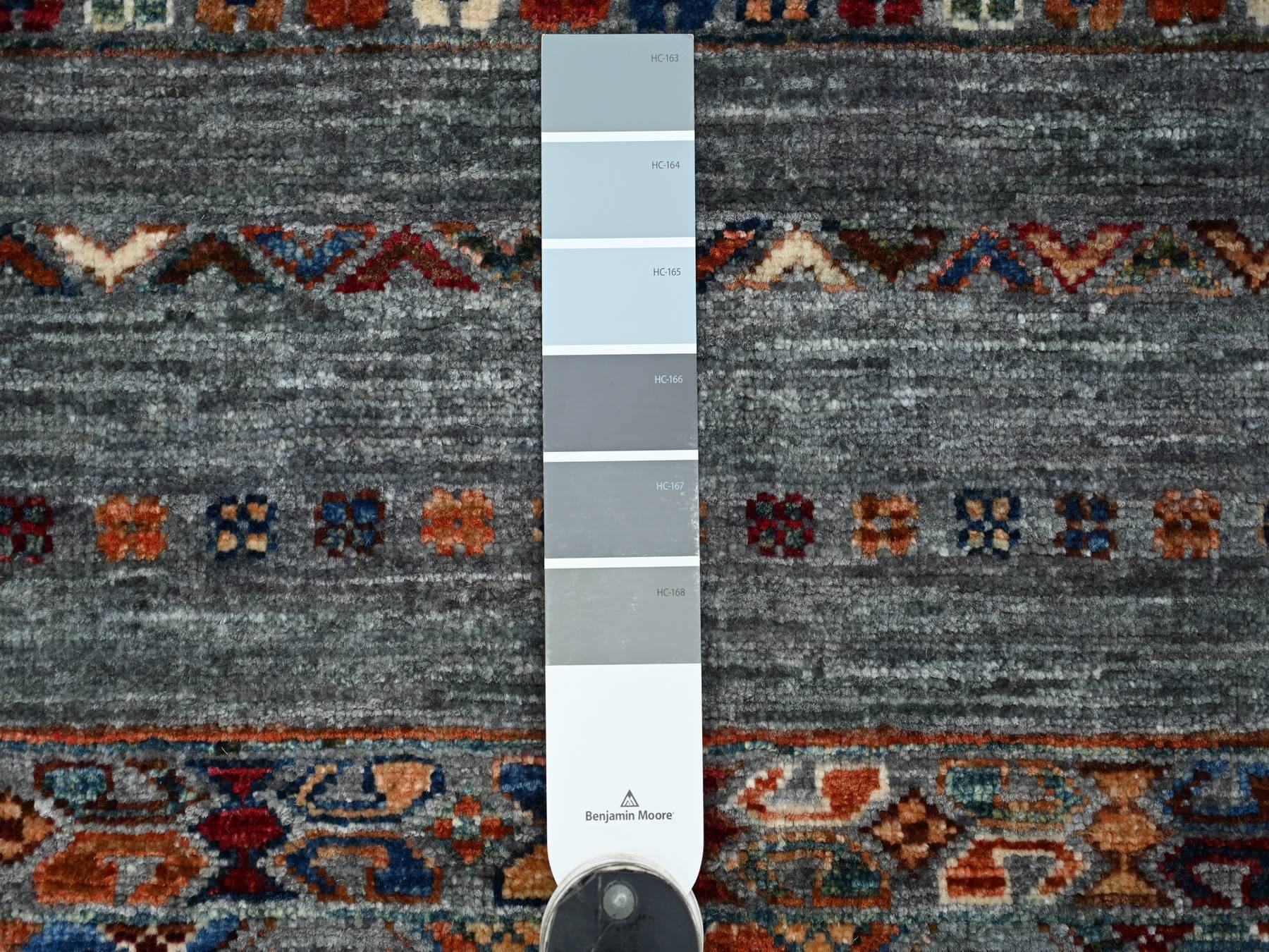 Kazak Tribal & Geometric hand-knotted wool rug in Gray, 3'2" x 4'1" — SKU O022078 (view 3)