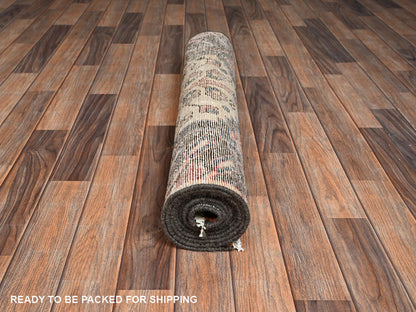 Brown 3'0" x 9'2" Vintage Hand knotted Wool Rug - Sku: O02207