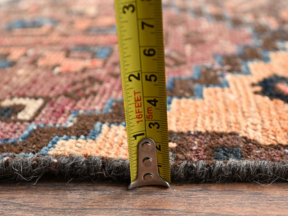 Brown 3'0" x 9'2" Vintage Hand knotted Wool Rug - Sku: O02207