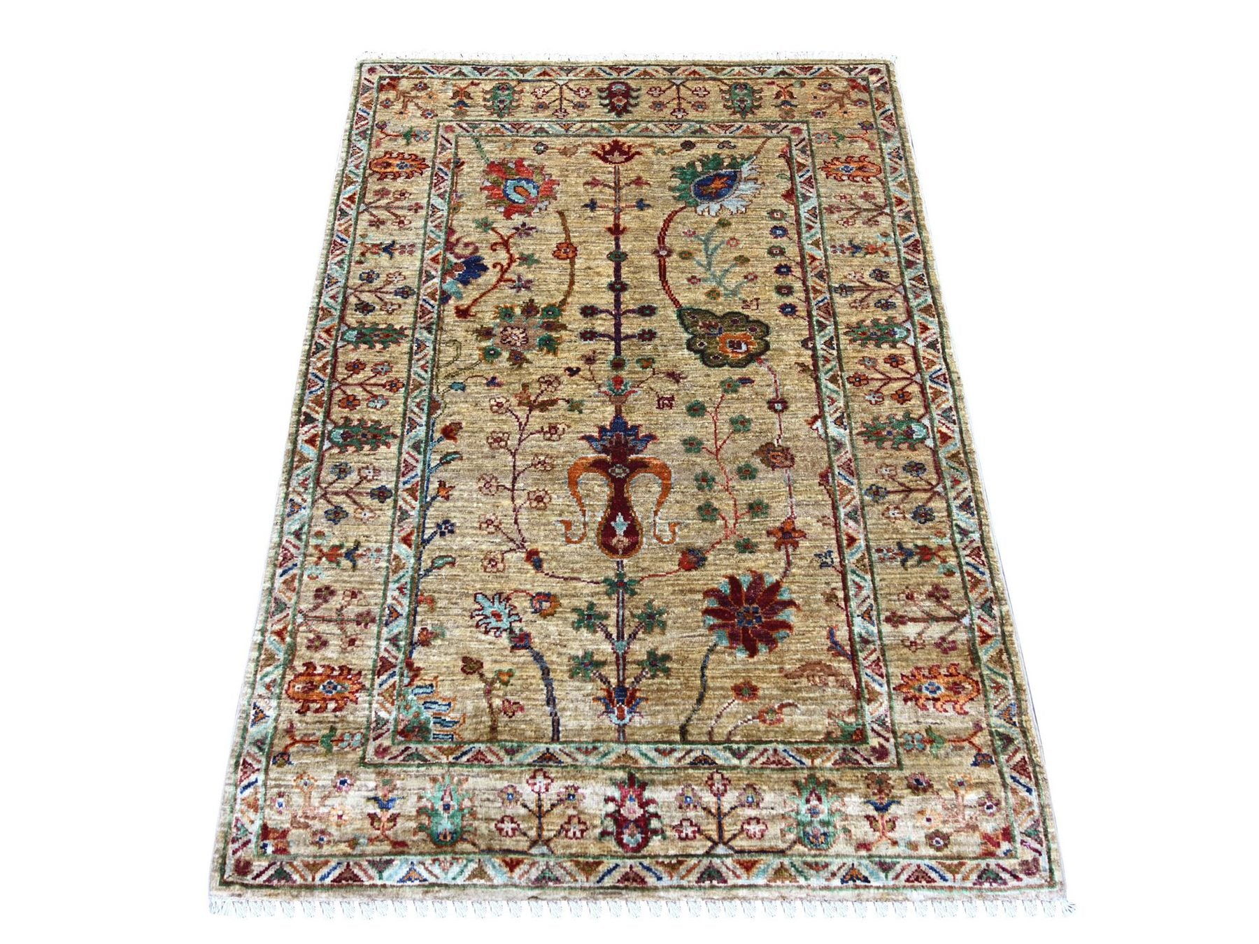 Brown 3'4" x 4'8" Tribal & Geometric Hand knotted Wool Rug - Sku: O022080