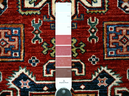 Kazak Tribal & Geometric hand-knotted wool rug in Red & Ivory, 3'3" x 4'11" — SKU O022082 (view 3)