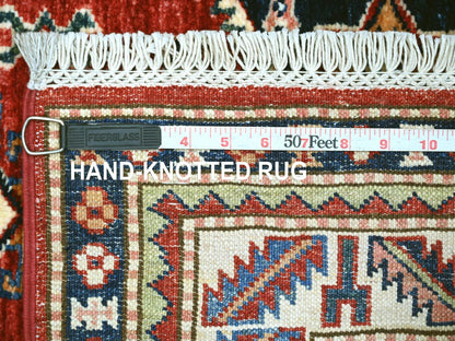 Red 3'3" x 4'11" Tribal & Geometric Hand knotted Wool Rug - Sku: O022082