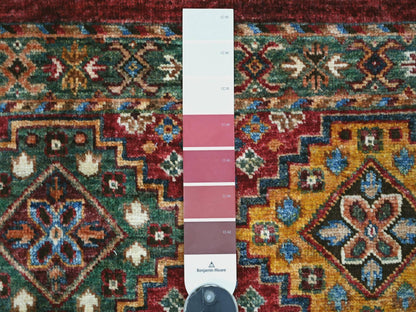 Multicolored 3'2" x 4'6" Tribal & Geometric Hand knotted Wool Rug - Sku: O022083