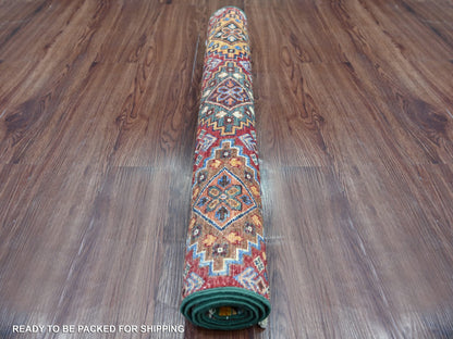 Kazak Tribal & Geometric hand-knotted wool rug in Multicolored, 3'2" x 4'6" — SKU O022083 (view 4)