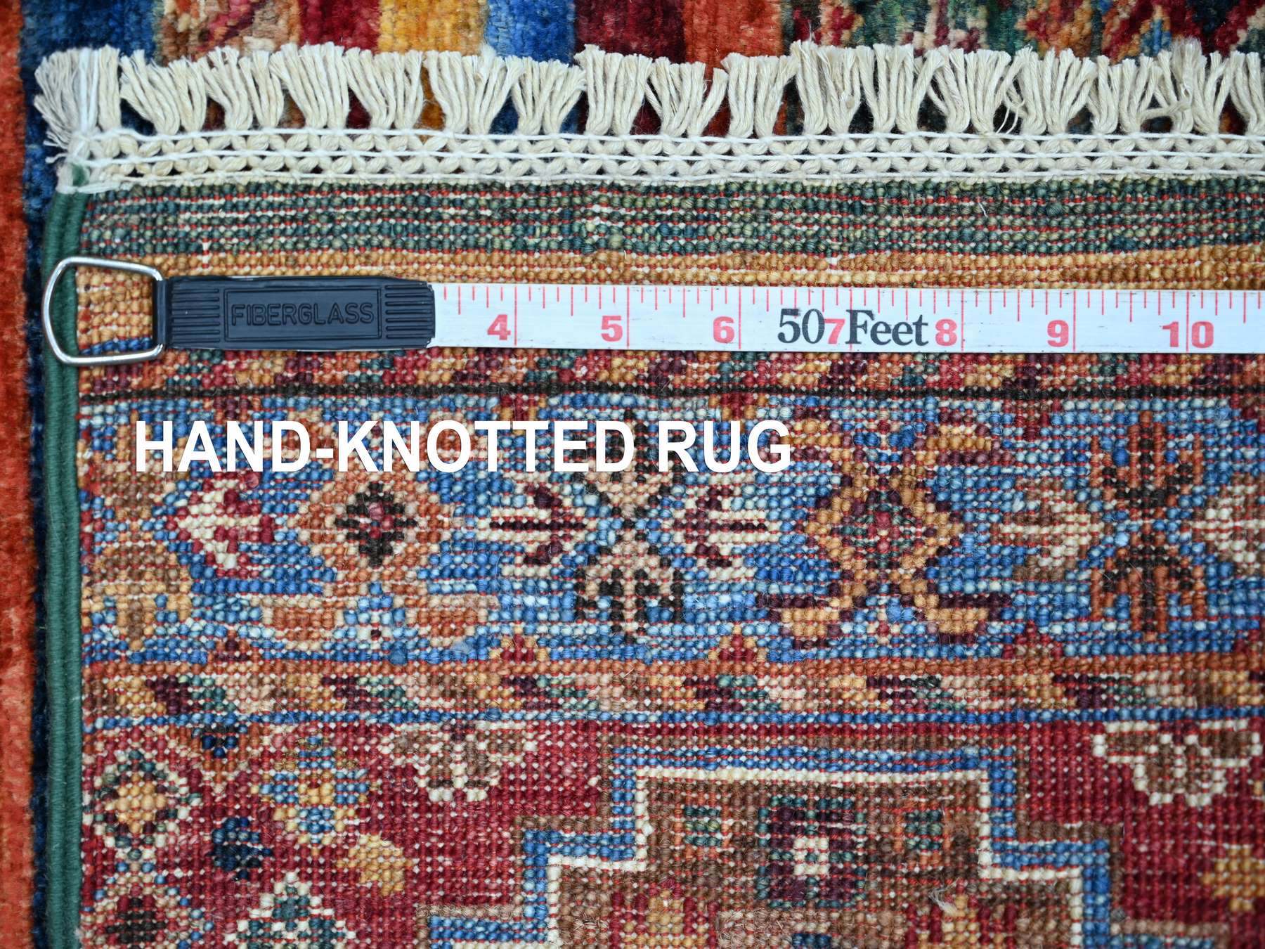 Kazak Tribal & Geometric hand-knotted wool rug in Multicolored, 3'2" x 4'6" — SKU O022083 (view 6)