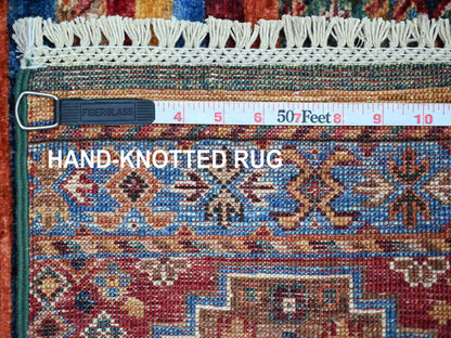 Kazak Tribal & Geometric hand-knotted wool rug in Multicolored, 3'2" x 4'6" — SKU O022083 (view 6)