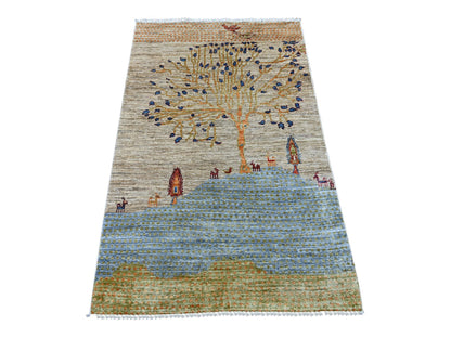 Brown 3'2" x 5'1" Tribal & Geometric Hand knotted Wool Rug - Sku: O022084