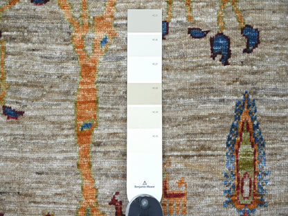 Brown 3'2" x 5'1" Tribal & Geometric Hand knotted Wool Rug - Sku: O022084
