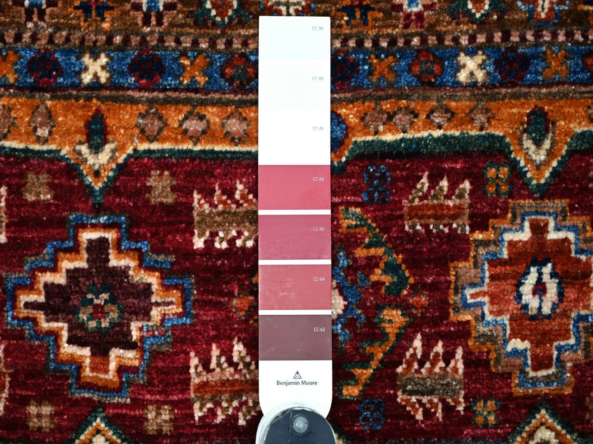 Kazak Tribal & Geometric hand-knotted wool rug in Red, 3'3" x 5'2" — SKU O022085 (view 3)