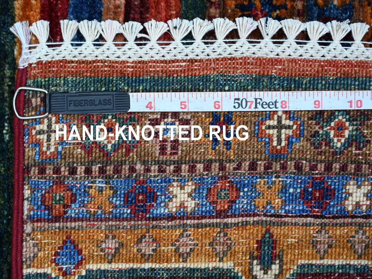 Kazak Tribal & Geometric hand-knotted wool rug in Red, 3'3" x 5'2" — SKU O022085 (view 6)