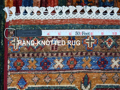Kazak Tribal & Geometric hand-knotted wool rug in Red, 3'3" x 5'2" — SKU O022085 (view 6)