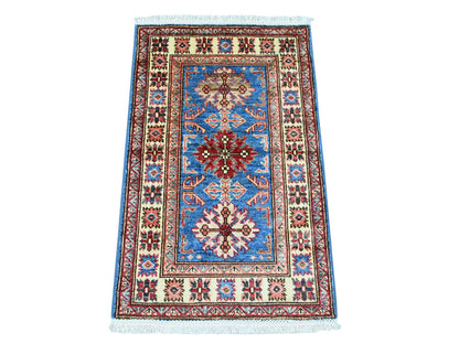 Blue 1'11" x 3'0" Tribal & Geometric Hand knotted Wool Rug - Sku: O022088
