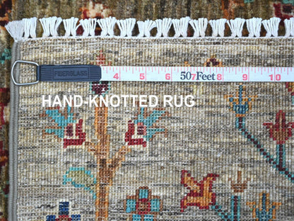 Tribal & Geometric hand-knotted wool rug in Gray, 2' x 3'1" — SKU O022090 (view 6)