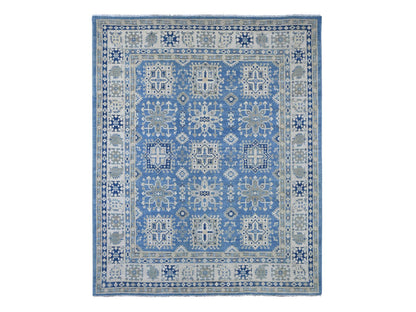 Blue 8'2" x 9'6" Kazak Hand knotted Wool Rug - Sku: O022094
