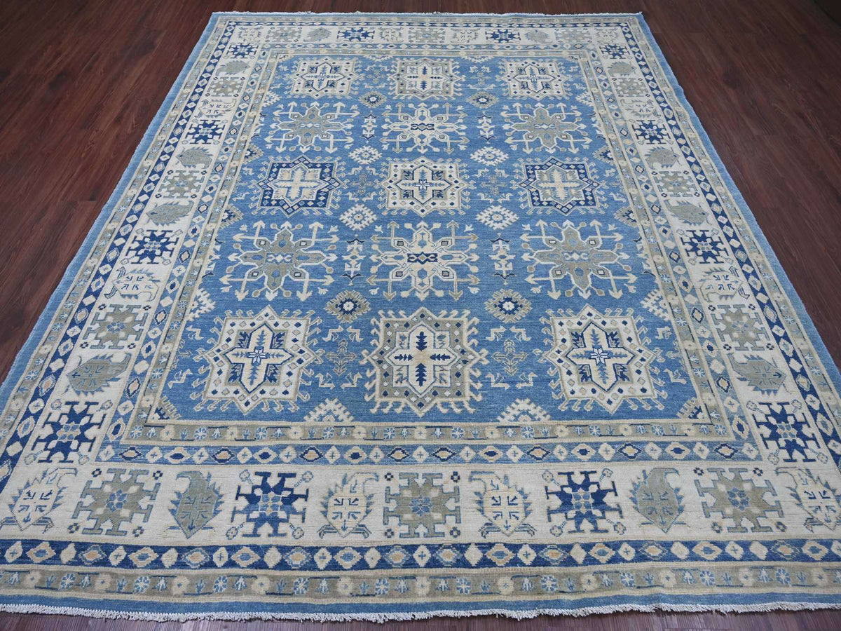 Kazak Kazak hand-knotted wool rug in Blue & Ivory, 8'2" x 9'6" — SKU O022094 (view 2)