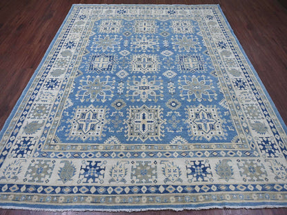 Kazak Kazak hand-knotted wool rug in Blue & Ivory, 8'2" x 9'6" — SKU O022094 (view 2)