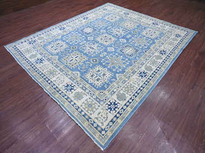 Blue 8'2" x 9'6" Kazak Hand knotted Wool Rug - Sku: O022094