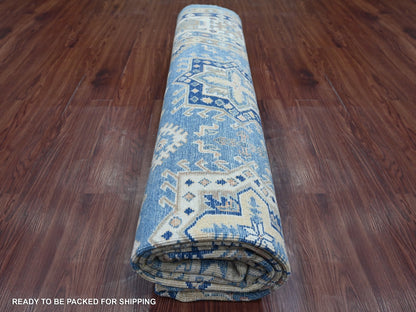 Blue 8'2" x 9'6" Kazak Hand knotted Wool Rug - Sku: O022094