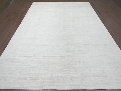 Ivory 8'11" x 12'0" Modern and Contemporary Hand knotted Wool Rug - Sku: O022095