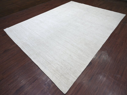 Ivory 8'11" x 12'0" Modern and Contemporary Hand knotted Wool Rug - Sku: O022095