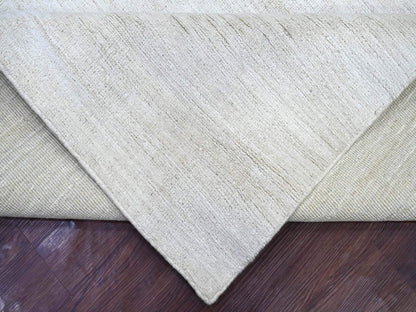Ivory 8'11" x 12'0" Modern and Contemporary Hand knotted Wool Rug - Sku: O022095