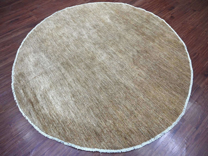 Brown 7'8" x 7'9" Modern and Contemporary Hand knotted Wool Rug - Sku: O022096