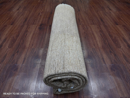 Brown 7'8" x 7'9" Modern and Contemporary Hand knotted Wool Rug - Sku: O022096