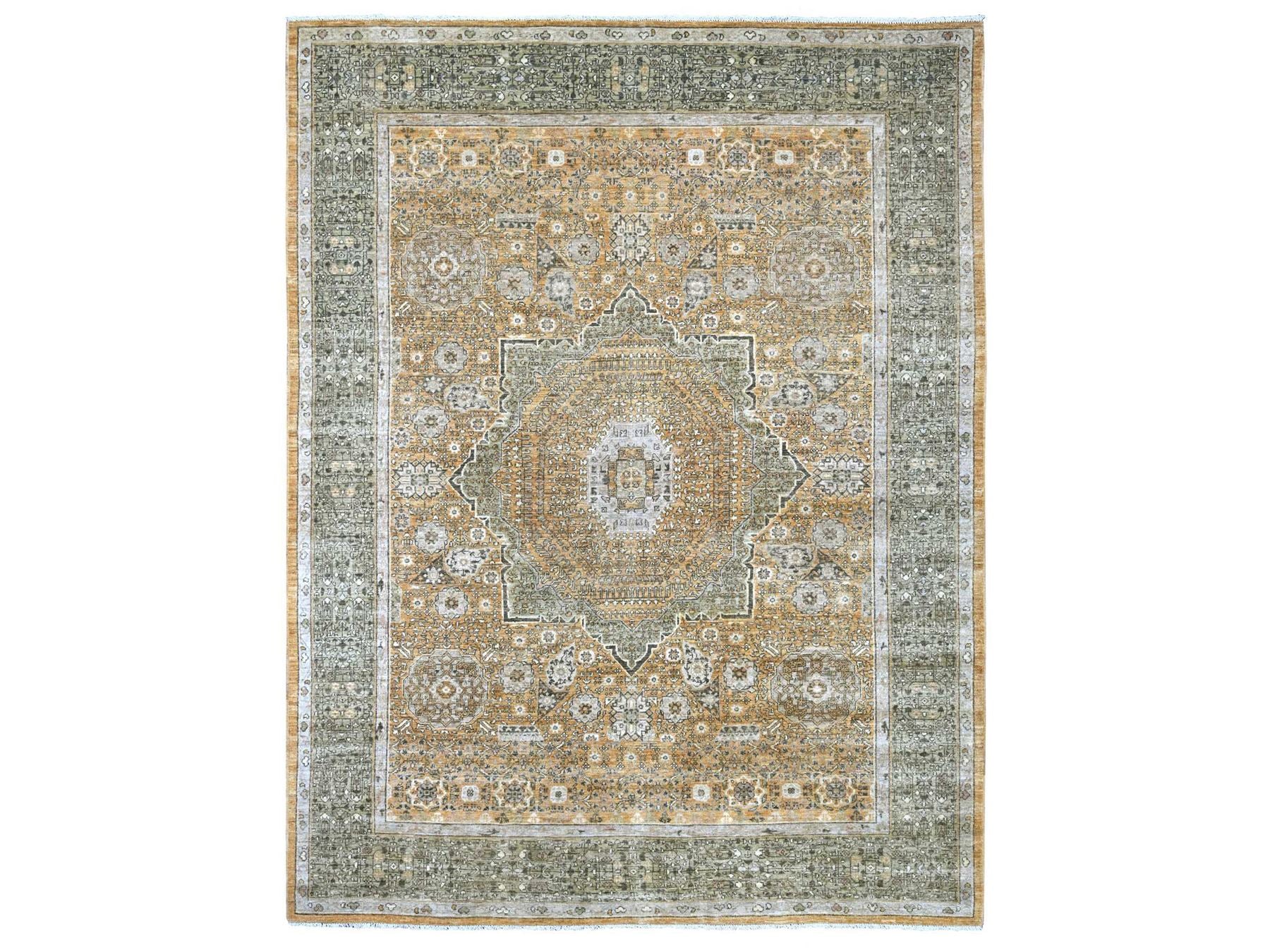 Brown 8'0" x 10'3" Mamluk Hand knotted Wool Rug - Sku: O022098