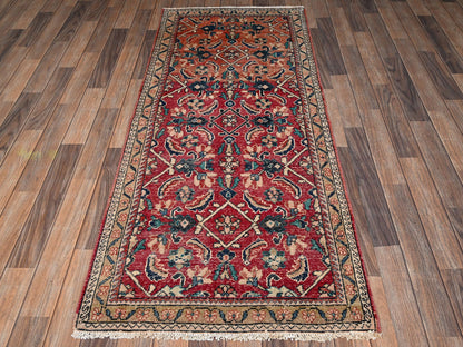 Vintage hand-knotted wool runner in Red & Brown, 2'9" x 6'6" — SKU O02209 (view 2)