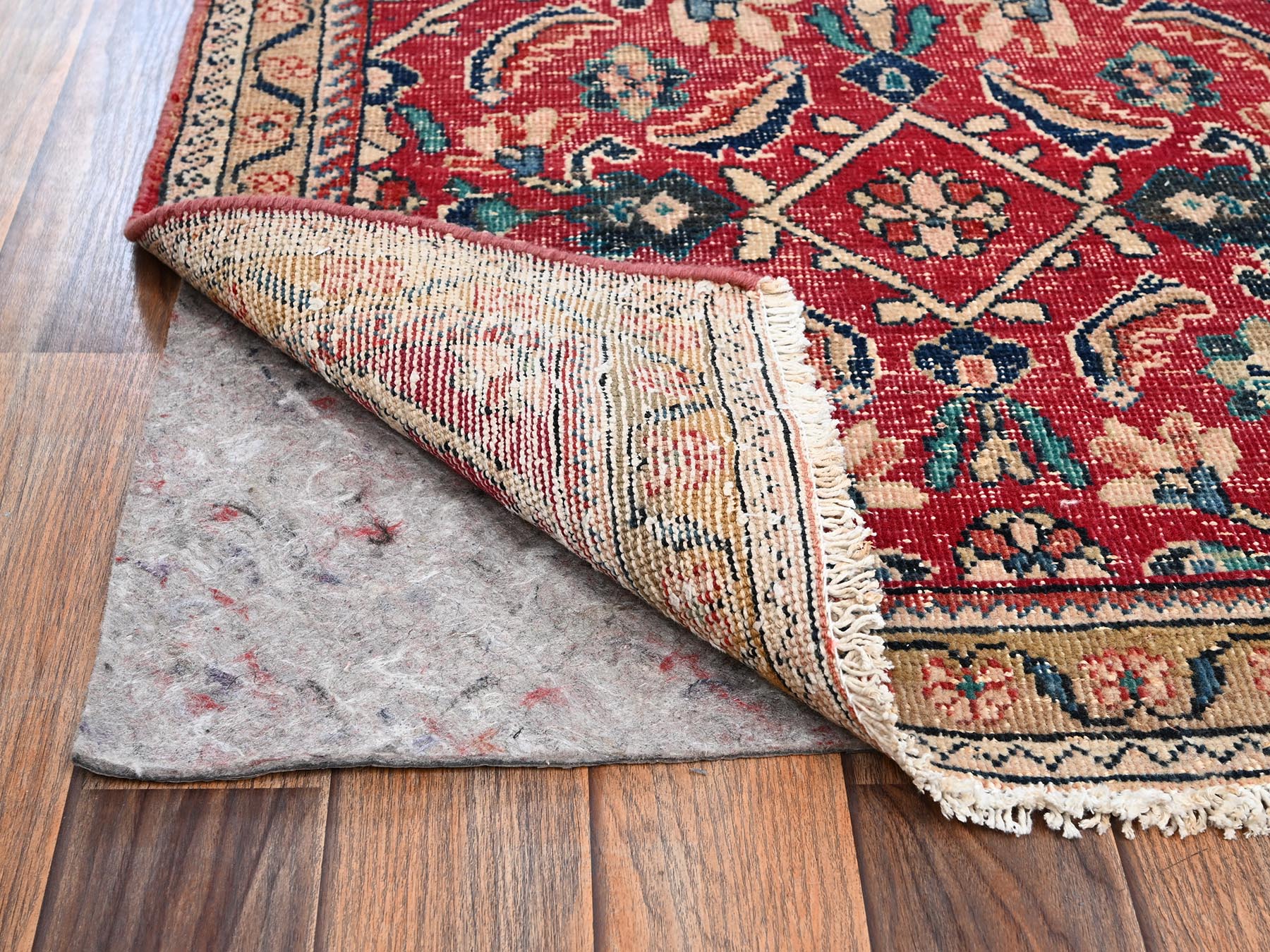 Vintage hand-knotted wool runner in Red & Brown, 2'9" x 6'6" — SKU O02209 (view 3)