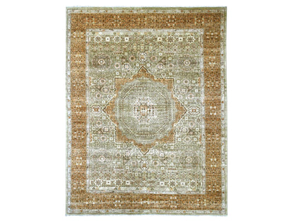 Green 7'11" x 10'0" Mamluk Hand knotted Wool Rug - Sku: O022100