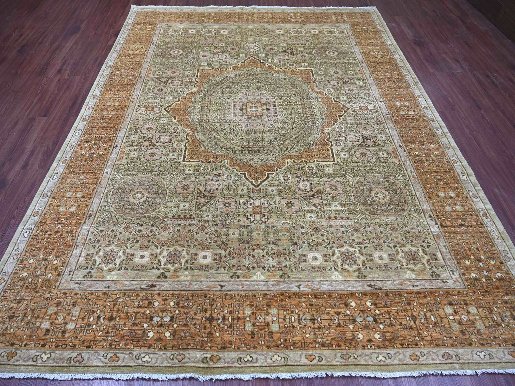 Green 7'11" x 10'0" Mamluk Hand knotted Wool Rug - Sku: O022100
