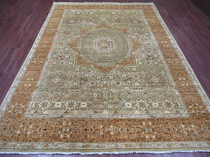 Green 7'11" x 10'0" Mamluk Hand knotted Wool Rug - Sku: O022100