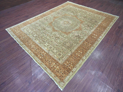 Green 7'11" x 10'0" Mamluk Hand knotted Wool Rug - Sku: O022100