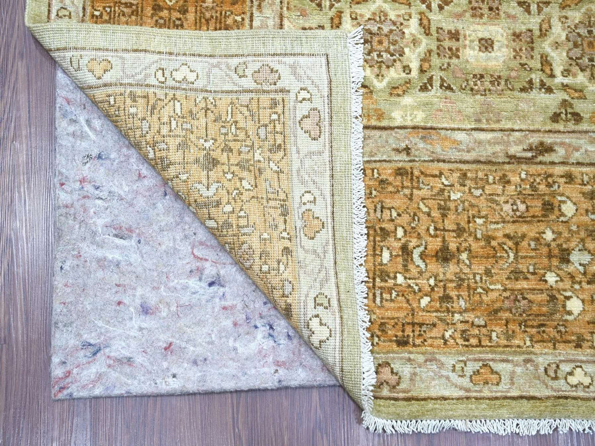Mamluk Mamluk hand-knotted wool rug in Green & Brown, 7'11" x 10' — SKU O022100 (view 4)