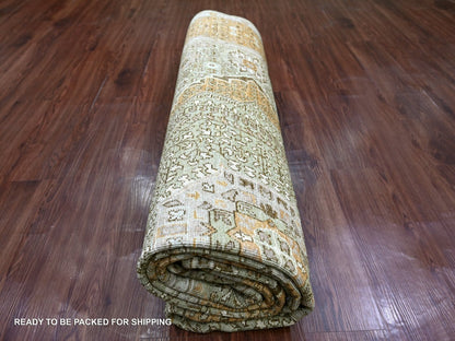 Green 7'11" x 10'0" Mamluk Hand knotted Wool Rug - Sku: O022100