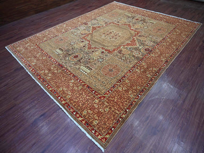 Brown 9'0" x 11'9" Mamluk Hand knotted Wool Rug - Sku: O022101