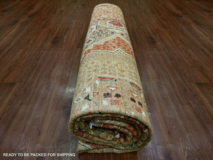 Brown 9'0" x 11'9" Mamluk Hand knotted Wool Rug - Sku: O022101