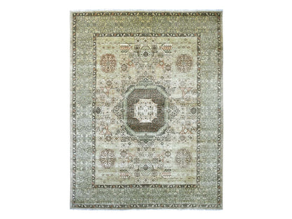 Green 9'3" x 11'8" Mamluk Hand knotted Wool Rug - Sku: O022102